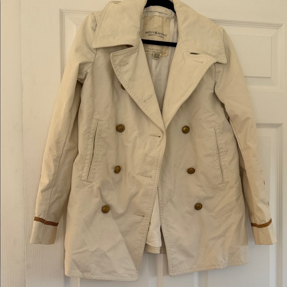 Denim & Supply Ralph Lauren Cream Double-Breasted Trench Coat